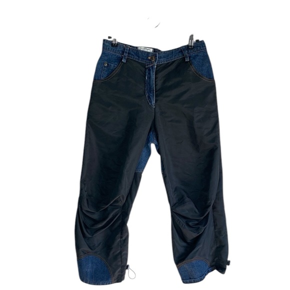 IN LOVE vintage nylon paneled denim cropped pants - Picture 1 of 6